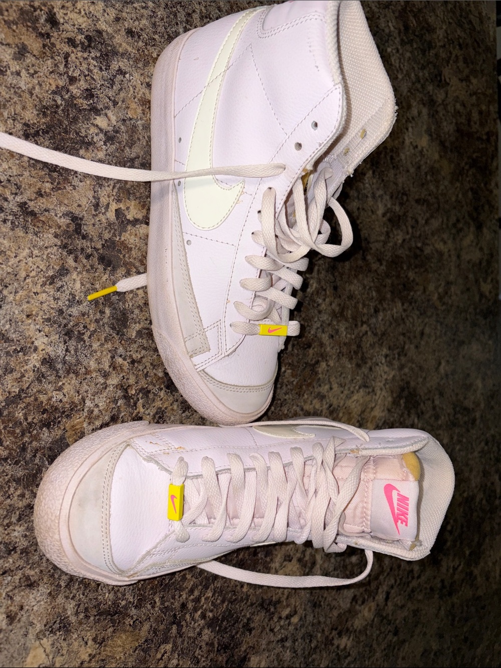 Nike Women’s Light Pink High-Top Sneakers with Cream Swoosh